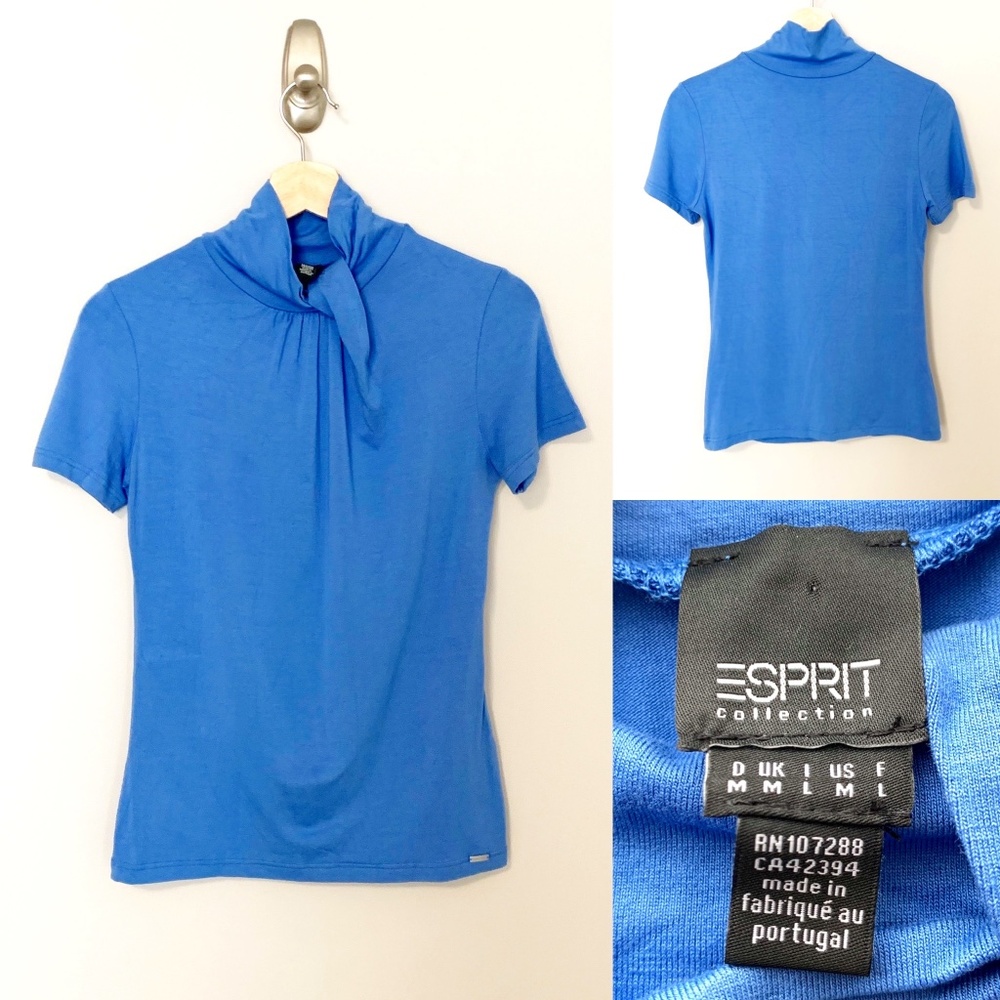 Esprit Mock Blue Short Sleeve T-Shirt - SZ M
